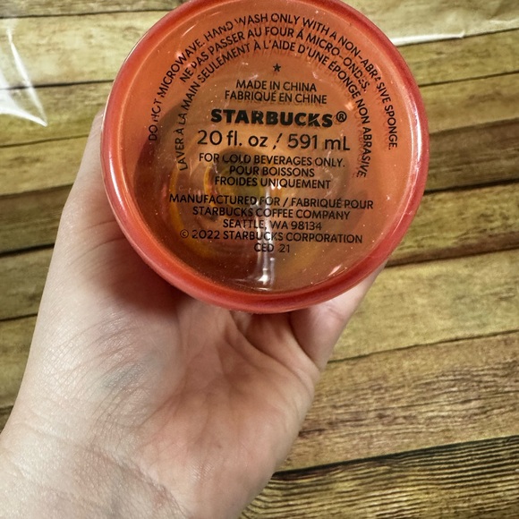 Starbucks Red Glass Tumbler with Silver Lid - Picture 4 of 4